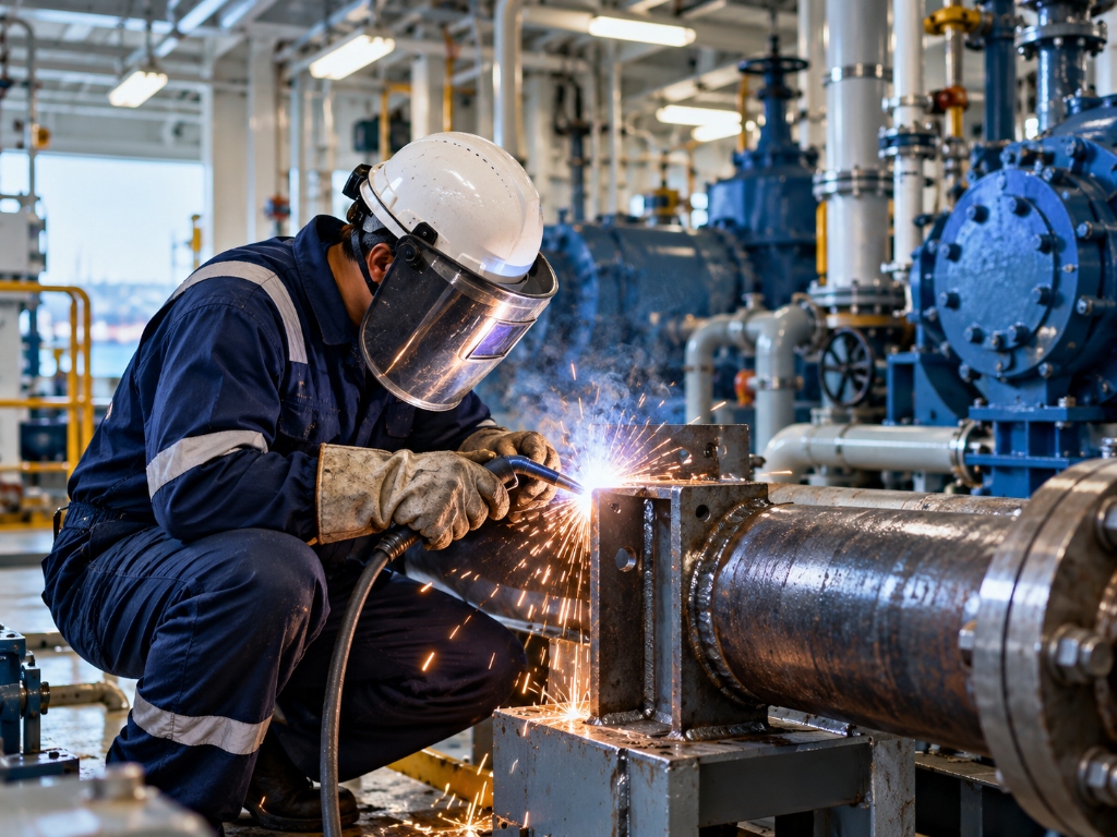 Mechanical fabrication and hot works welding onboard vessel