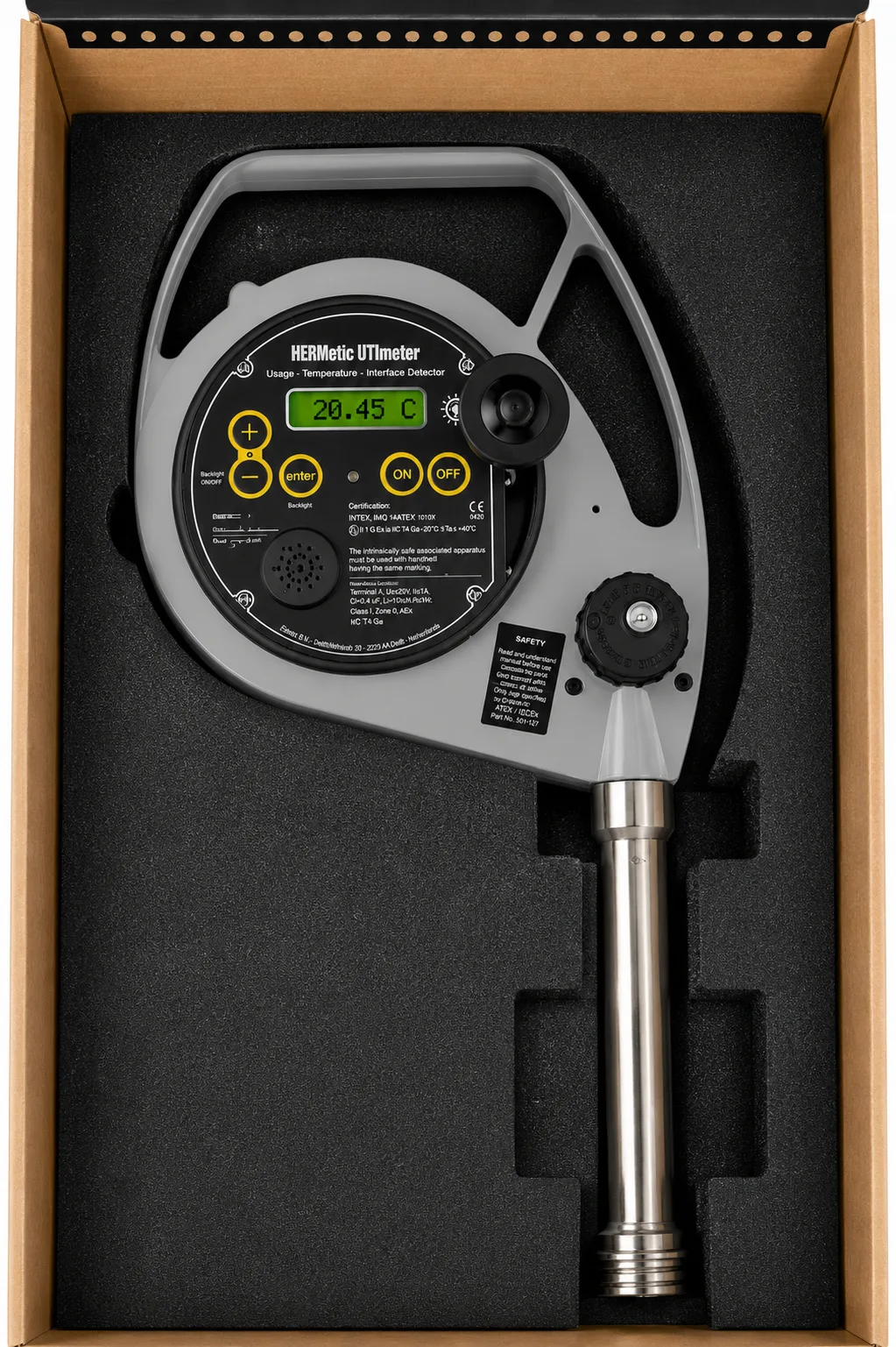 Honeywell HERMetic RTEX UTI Meter used for restricted tank gauging, ullage, temperature, and oil-water interface measurement on marine tankers.