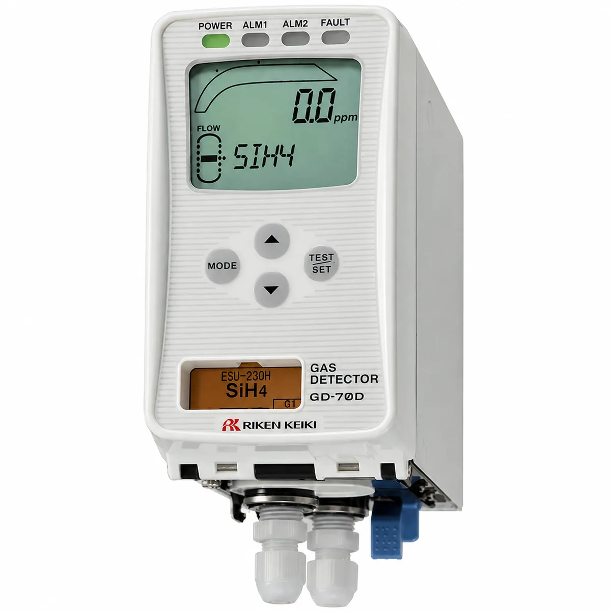 Riken Keiki GD-70D Fixed Gas Detector Riken Keiki GD-70D Fixed Gas Detector for continuous monitoring of combustible gases, toxic gases, oxygen, and specialty gases in semiconductor, chemical, hydrogen, and industrial applications.