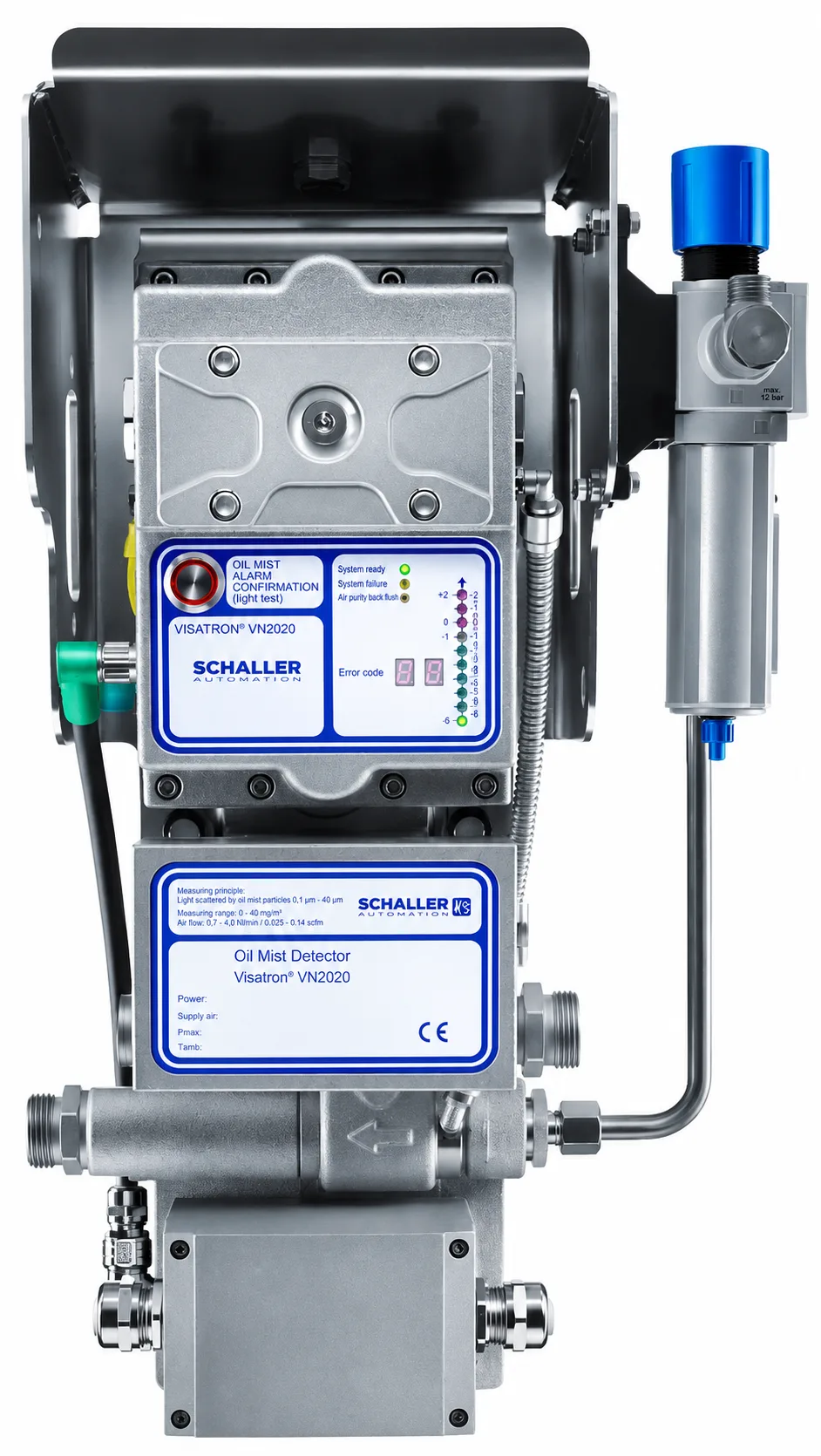 Schaller Automation VISATRON VN2020 Oil Mist Detector Schaller Automation VISATRON VN2020 Oil Mist Detector for marine diesel, dual-fuel, and gas engine crankcase monitoring.
