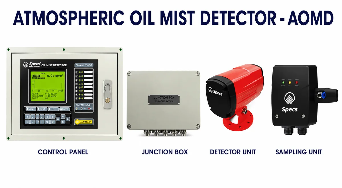 SPECS Vision Atmospheric Oil Mist Detector SPECS Vision Atmospheric Oil Mist Detector (AOMD) for marine engine room oil mist monitoring and fire safety.